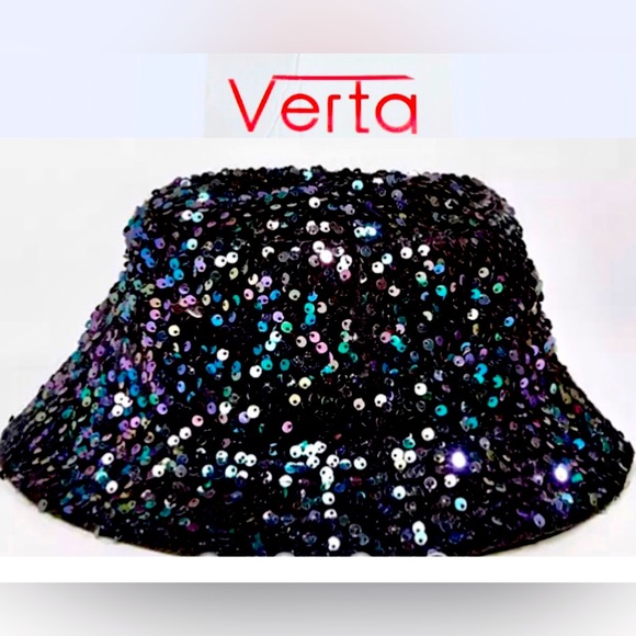 VERTA Women’s sequin black Glittery all over Bucket Hat/Cap size OS NWT - Picture 11 of 11